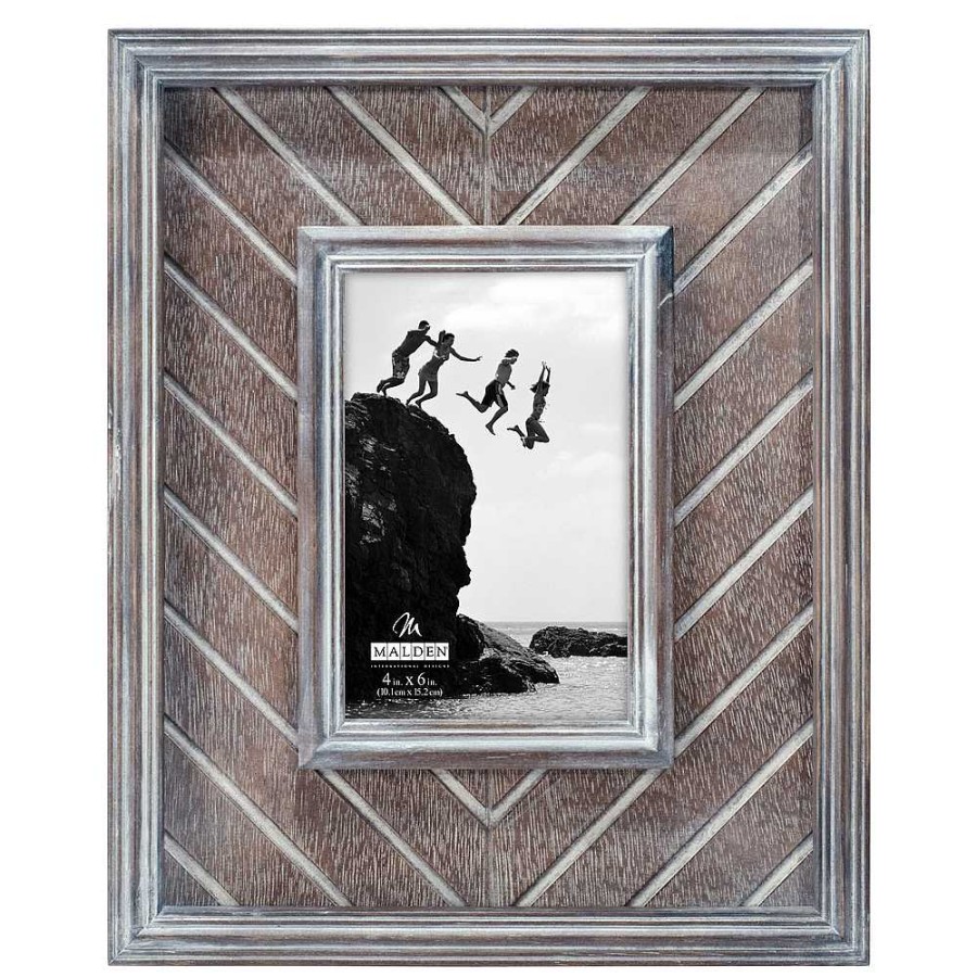 Malden Malden 4 X 6 In. Herringbone Picture Frame (Gray Wash) Frames & Albums