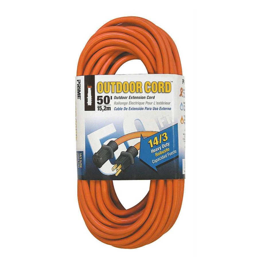 Prime Wire and Cable Prime Wire And Cable Heavy Duty Outdoor Extension Cords 50Ft. 14/3 (Orange) Cables