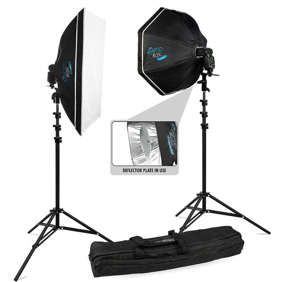 Westcott Westcott Rapid Box 2 Light Kit With Deflector Plate Rectangular Soft Boxes