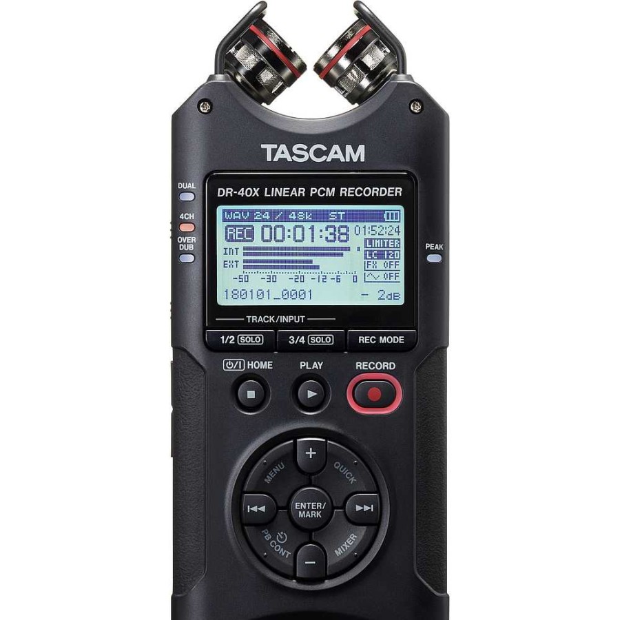 Tascam Tascam Dr-40X 4-Channel / 4-Track Portable Audio Recorder With Adjustable Stereo Microphone Digital Audio Recorders