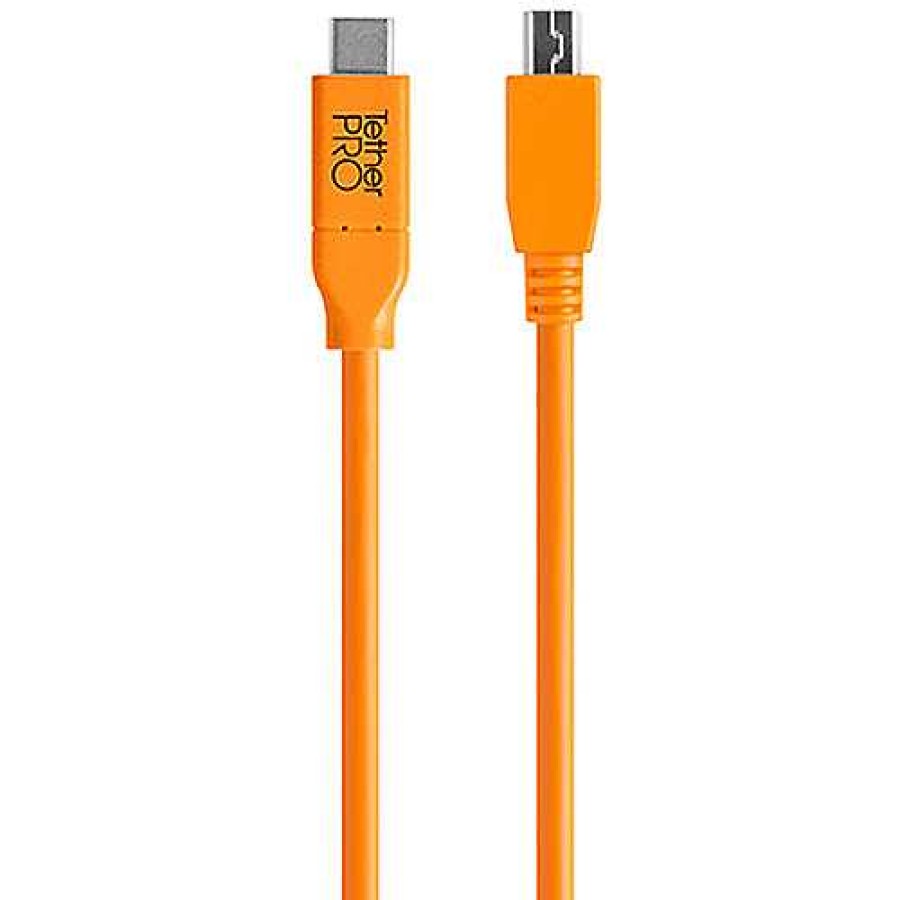 Tether Tools Tether Tools Tetherpro Usb Type-C Male To 5-Pin Mini-Usb 2.0 Type-B Male Cable (15 Ft., Orange) Cables