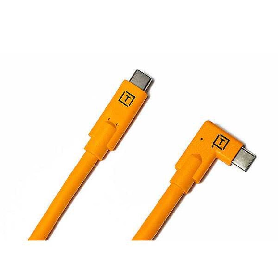 Tether Tools Tether Tools Tetherpro Usb-C To Usb-C Right Angle Cable (15 Ft., Orange) Cables