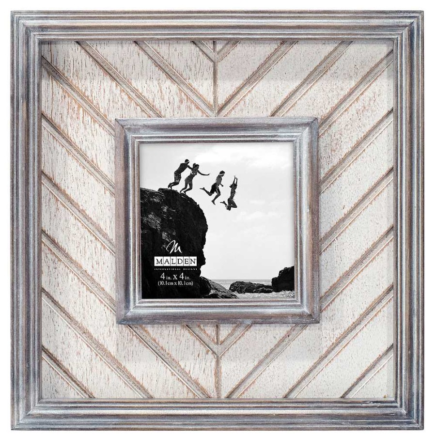 Malden Malden 4 X 4 In. Herringbone Picture Frame (White Wash) Frames & Albums