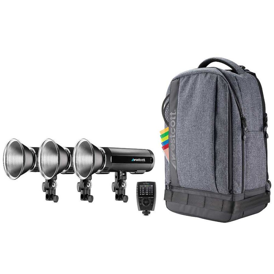 Westcott Westcott Fj200 Strobe 3-Light Backpack Kit With Fj-X3M Universal Wireless Trigger Monolight Strobe Heads & Kits