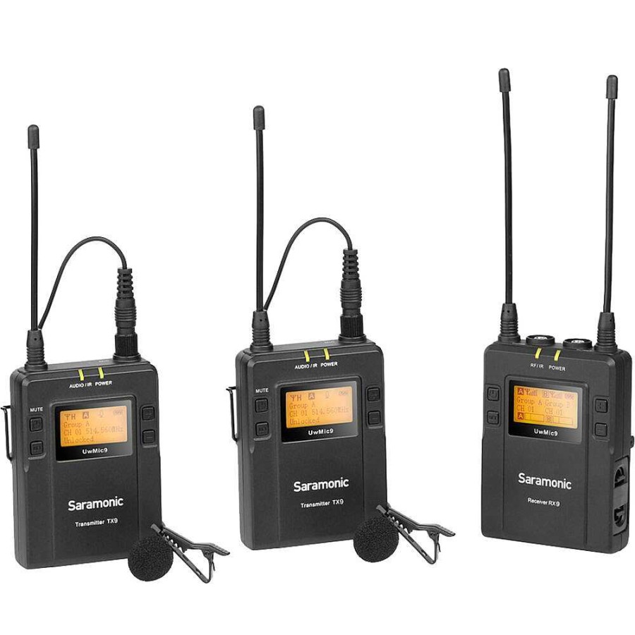 Saramonic Saramonic Uwmic9 Rx9 + Tx9 + Tx9, 96-Channel Digital Uhf Wireless Dual Lavalier Mic System (514 To 596 Mhz) Wireless Audio Systems