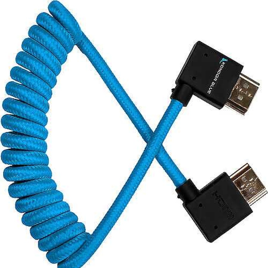 Kondor Blue Kondor Blue Coiled Right-Angle High-Speed Hdmi Cable (12 To 24 In., Blue) Cables