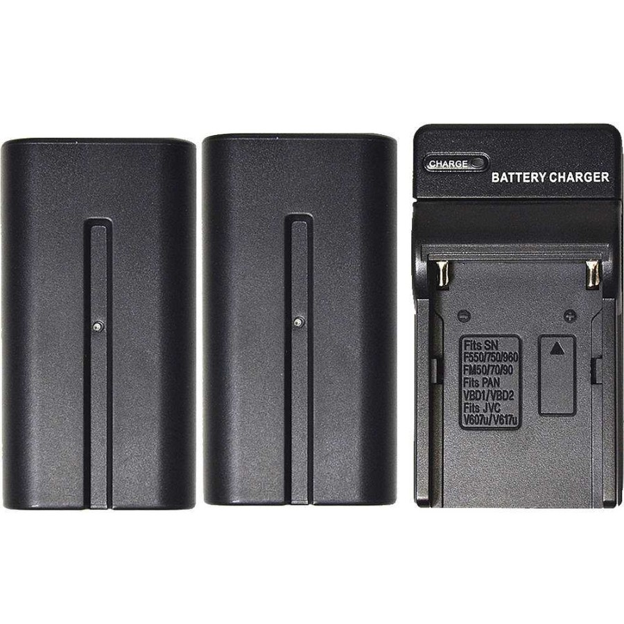 Savage Savage 2-Pack Of Np-F750 Lithium-Ion Batteries With Charger For Led Lights Portable Strobe Lighting