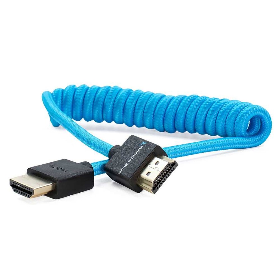 Kondor Blue Kondor Blue Coiled High-Speed Hdmi Cable (12 To 24 In., Blue) Cables