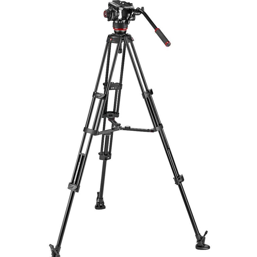 Manfrotto Manfrotto 504X Fluid Video Head & Mvttwinma Aluminum Tripod With Mid-Level Spreader Video Tripods & Supports