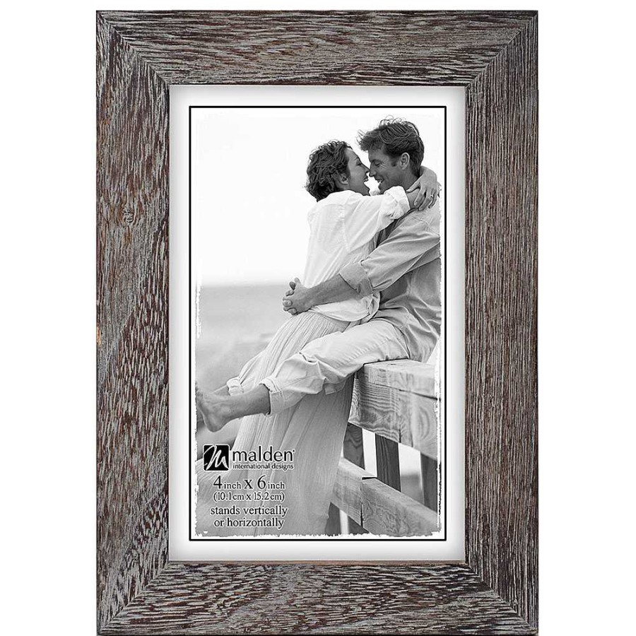 Malden Malden 4 X 6 In. Linear Rustic Wood Picture Frame (Rough Gray) Frames & Albums