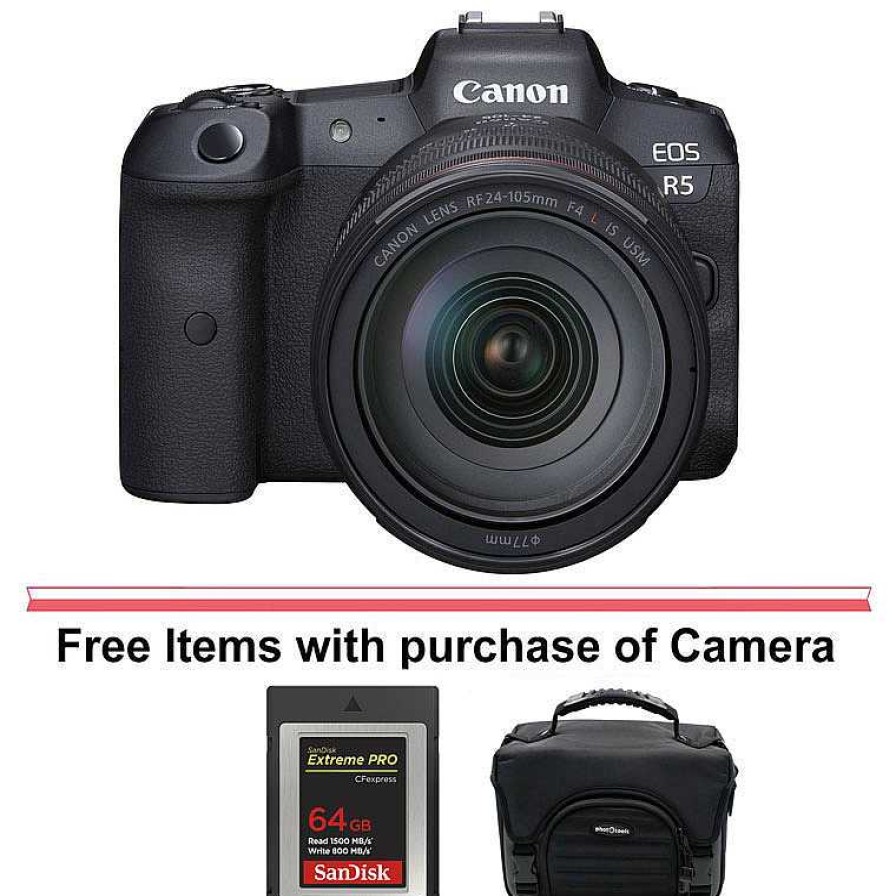 Canon Canon Eos R5 Mirrorless Digital Camera With 24-105Mm F/4L Lens And Rf 85Mm F/1.2L Usm Lens Mirrorless