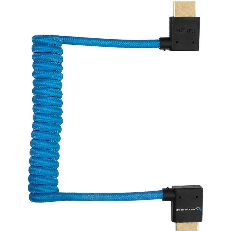 Kondor Blue Kondor Blue Coiled Right-Angle High-Speed Hdmi Cable (12 To 24 In., Blue) Cables