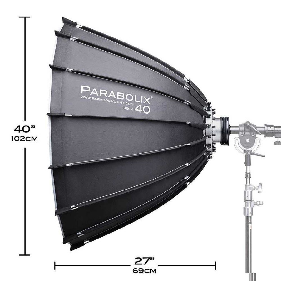 Parabolix Parabolix 40 In. Parabolic Reflector With Focus Mount Pro And Cage Mount Strobe Adapter For Bowens Octagonal Soft Boxes