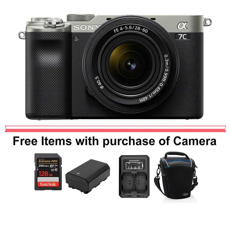 Sony Sony Alpha A7C Mirrorless Digital Camera With 28-60Mm Lens (Silver) And Ecm-W2Bt Camera-Mount Digital Bluetooth Wireless Microphone System Mirrorless