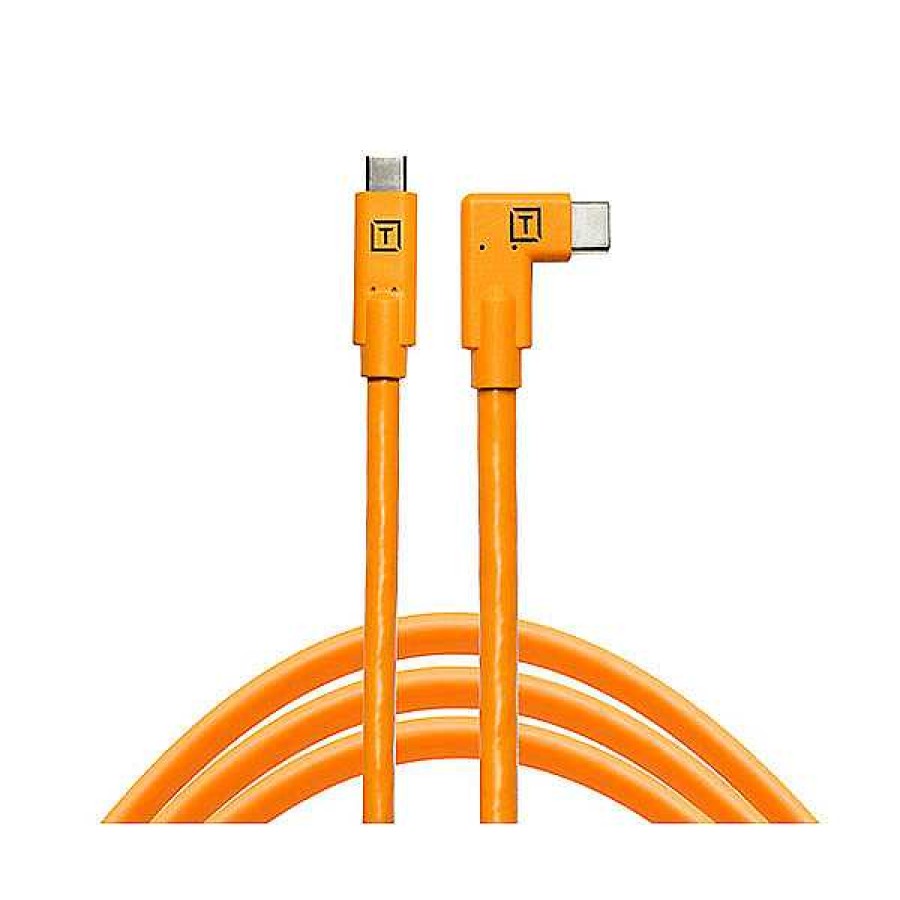 Tether Tools Tether Tools Tetherpro Usb-C To Usb-C Right Angle Cable (15 Ft., Orange) Cables