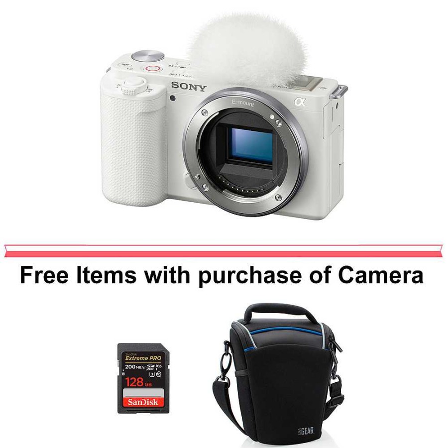 Sony Sony Alpha Zv-E10 Mirrorless Digital Camera Body (White) With Vlogger Accessory Kit Mirrorless